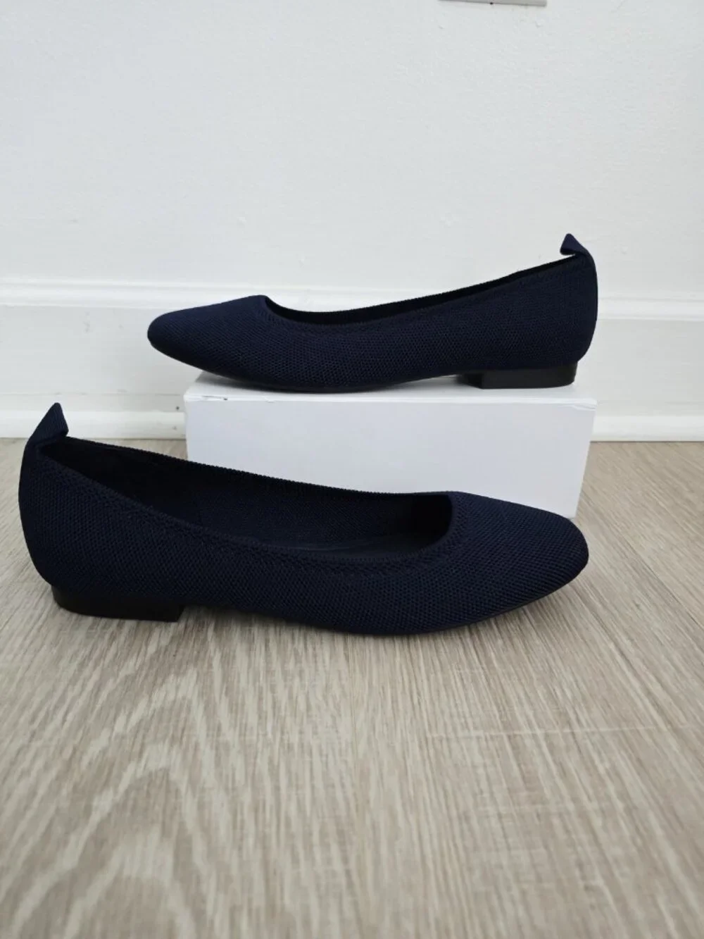 Mia Rasia Navy Ballet Ballerina Flats Shoes 11 Knit Slip On Round Toe Womens